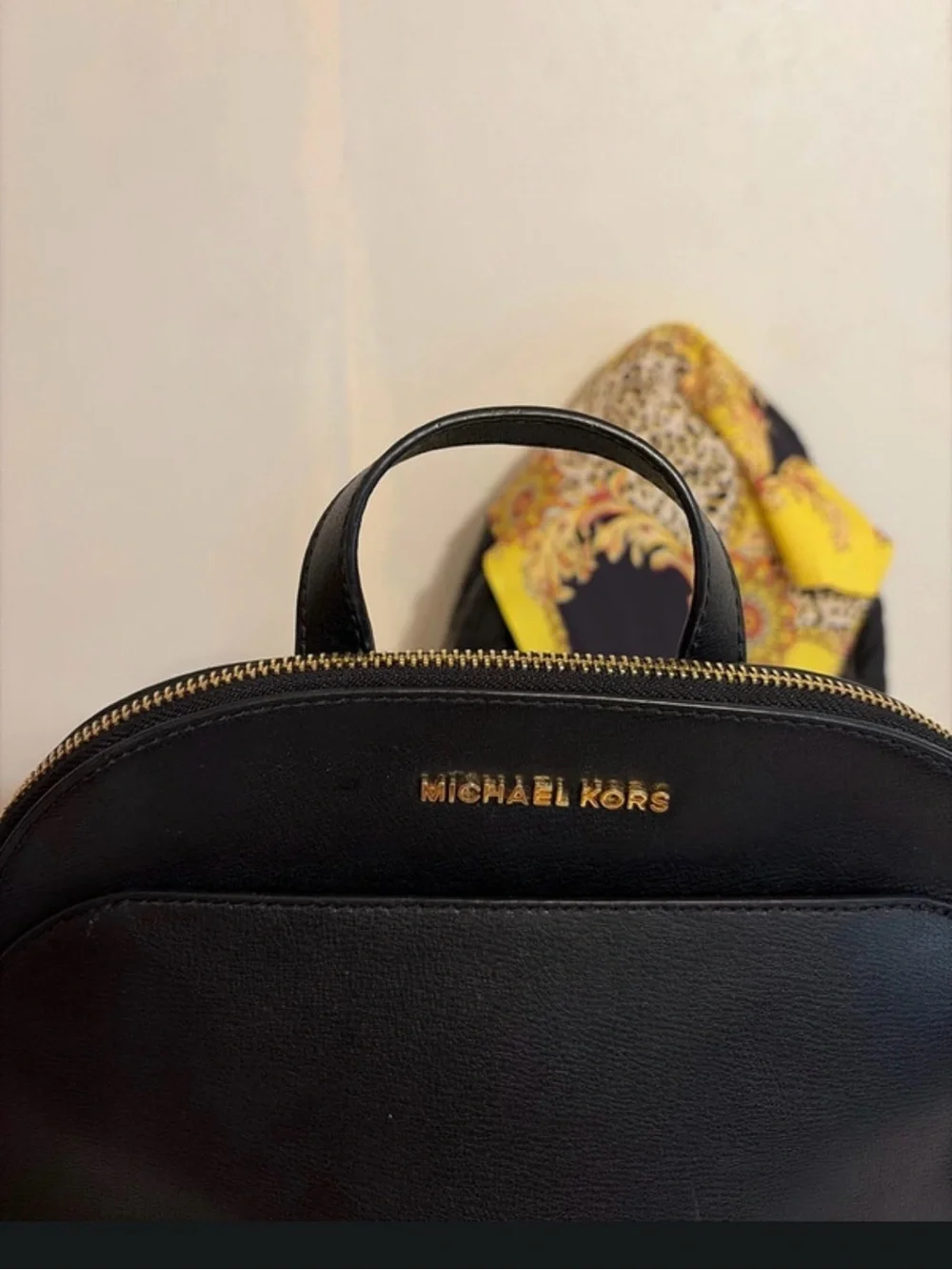 Michael Kors Black Leather Mini Backpack